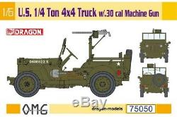Dragon 75050 WWII US 1/4 Ton 4x4 Jeep Truck with. 30 cal Machine Gun 1/6 Model Kit
