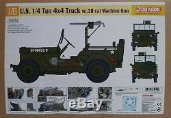 Dragon Models 1/6 scale kit 75050, U. S. 1/4 ton 4x4 truck with. 30cal. Machine gun