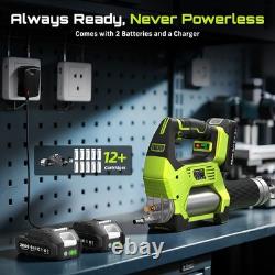 Electric Grease Gun 12000 PSI Battery Powered, Cordless Grease Gun Kit 2 Battery