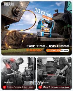 Electric Grease Gun, 12000 PSI Cordless Grease Gun with 2 Batteries, 10 Oz/Min F
