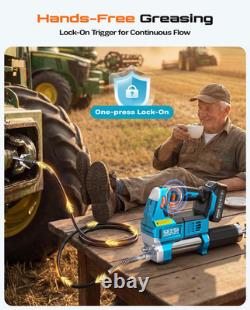 Electric Grease Gun, 12000 PSI Cordless Grease Gun with 2 Batteries, 10 Oz/Min F