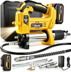 Electric Grease Gun, Cordless Grease Gun Kit with 40 Flex Hose, 12000 PSI Com