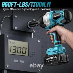 Electric Impact Wrench Cordless 1300NM High Torque Brushless Impact Gun Kit New