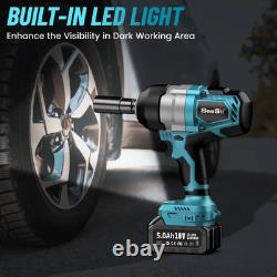 Electric Impact Wrench Cordless 1300NM High Torque Brushless Impact Gun Kit New