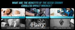 Electric Impact Wrench Cordless 1300NM High Torque Brushless Impact Gun Kit New