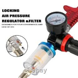 Feed Air Spray Gun Kit with 1.0mm 1.4mm 1.8mm Nozzles Needle Cap Automotive Air