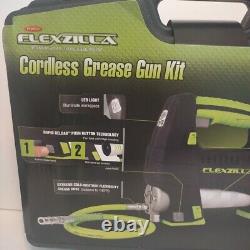 Flexzilla L1388LFZ Cordless Grease Gun Kit Light New 2 Batteries Quick Change