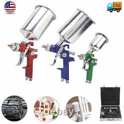 HVLP Paint Spray Gun Kit Gravity Air Feed Car Primer 1.0/1.4/1.8mm Nozzle With Box