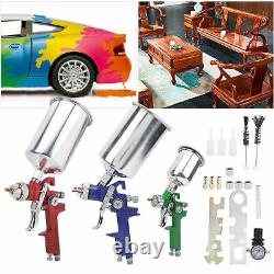 HVLP Paint Spray Gun Kit Gravity Air Feed Car Primer 1.0/1.4/1.8mm Nozzle With Box