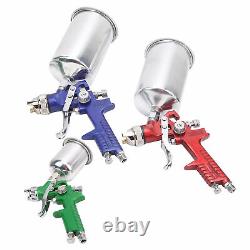 HVLP Paint Spray Gun Kit Gravity Air Feed Car Primer 1.0/1.4/1.8mm Nozzle With Box