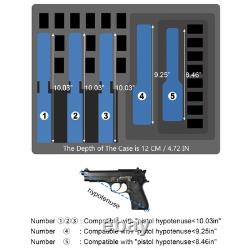Hard Pistol Cases for 5 Pistols with 2 TSA Locks & Gun Cleaning Kits, 20 Maga