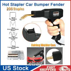 Hot Stapler Car Bumper Fender Fairing Welder Gun Plastic Repair Kit +200 Staples