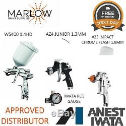 Iwata Triple Gun Kit- Ws400 1.4mm Hd Clear + Az3 Chrome 1.8mm + Az4 Junior 1.3mm