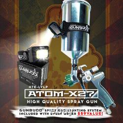 LVLP NEW ATOM X27 Gravity Feed Spray Gun Kit Air Pressure with FREE GUNBUDD