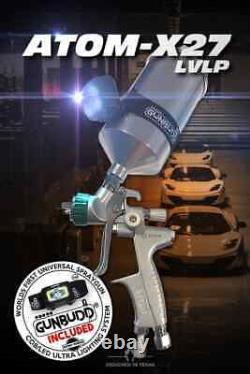 LVLP NEW ATOM X27 Gravity Feed Spray Gun Kit Air Pressure with FREE GUNBUDD