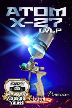 LVLP NEW ATOM X27 Gravity Feed Spray Gun Kit Detail Car Primer with FREE GUNBUDD
