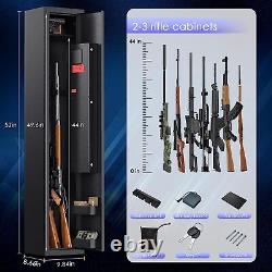 Large Rifle Safe Quick Access 2-3 Guns Metal Gun Cabinet Security Pistol Box Kit