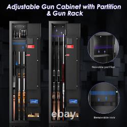 Large Rifle Safe Quick Access 2-3 Guns Metal Gun Cabinet Security Pistol Box Kit