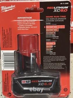 MILWAUKEE M12 10-Ounce Caulk & Adhesive Gun Kit NEW 2441-20 + 6.0AH Battery