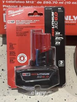 MILWAUKEE M12 10-Ounce Caulk & Adhesive Gun Kit NEW 2441-20 + 6.0AH Battery