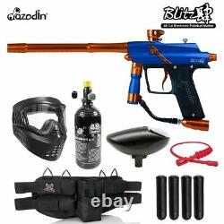 Maddog Azodin Blitz 4 Silver HPA Paintball Gun Marker Starter Kit Blue / Orange