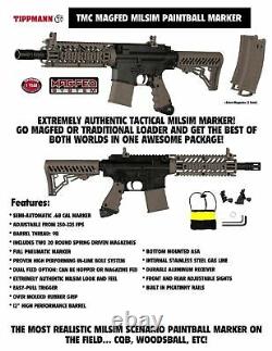 Maddog Tippmann TMC MAGFED Silver HPA Paintball Gun Marker Starter Kit Tan