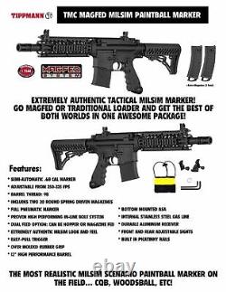 Maddog Tippmann TMC MAGFED Silver HPA Paintball Gun Marker Starter Package Black