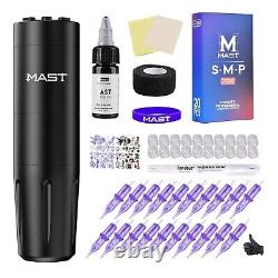 Mast Tattoo Wireless Gun Kit Rotary Pen Machine Speed Adjust Frequency Display