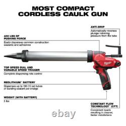 Milwaukee 2442-21 M12 Aluminum Barrel Sausage Style Caulk Adhesive Gun Kit US