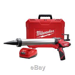 Milwaukee 2442-21 M12 Li-Ion 20 oz. Aluminum Barrel Caulk & Adhesive Gun Kit New