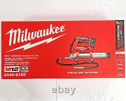 Milwaukee 2446-21XC M12 Cordless 14-Inch Grease Gun Kit (Charger + 3.0 Ah) NEW