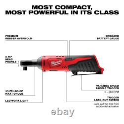 Milwaukee 2492-24 M12 4-Tool Combo Kit Screw Gun, Ratchet, Inflator, Light NEW