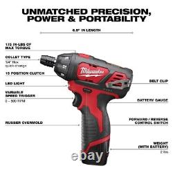 Milwaukee 2492-24 M12 4-Tool Combo Kit Screw Gun, Ratchet, Inflator, Light NEW