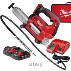 Milwaukee 2646-22CT M18 18V 2-Speed Cordless Grease Gun Kit with 2 Batteries