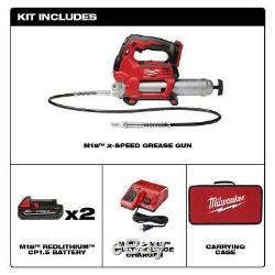 Milwaukee 2646-22CT M18 Cordless 2-Speed Grease Gun Kit with 2 Batteries