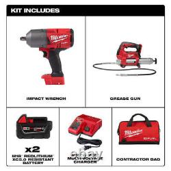Milwaukee 2767-22GR M18 FUEL 18V High Tourque Impact Wrench/Grease Gun Kit NEW