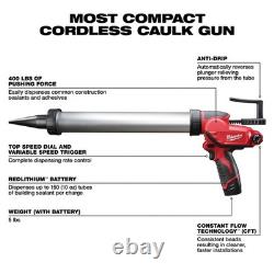 Milwaukee M12 20oz. Caulking and Adhesive Gun Kit, Aluminum Barrel/Sausage