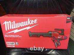 Milwaukee M12 Adhesive and Caulk Gun Kit Aluminum Barrel 12V 20 OZ 2442-21 New