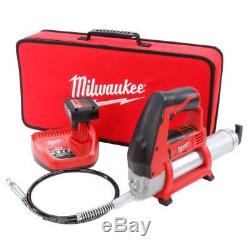 Milwaukee M12 Grease Gun Kit with 3Ah Battery Charger and Soft Case 2446-21XC