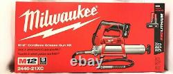 Milwaukee M12 Li-Ion Grease Gun Kit with XC Battery 2446-21XC New