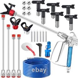 NEW 22Pcs Airless Paint Sprayer Gun Kit 3600PSI 50Ft Hose Reversible Tips Wand