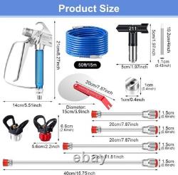 NEW 22Pcs Airless Paint Sprayer Gun Kit 3600PSI 50Ft Hose Reversible Tips Wand