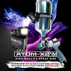 NEW ATOM X27 LVLP Auto Spray Gun With Regulator and Tip Kits with FREE GUNBUDD