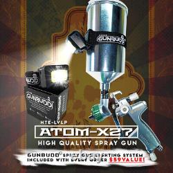 NEW ATOM X27 LVLP Auto Spray Gun With Regulator and Tip Kits with FREE GUNBUDD