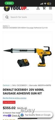 NEW! DEWALT 20V MAX 300-600ML Sausage Adhesive Gun Kit (Model DCE580D1)