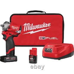NEW Milwaukee 2554-22 M12 FUEL Stubby Cordless 3/8 Drive Impact Gun Wrench Kit