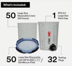 New 3M PPS 2.0 Spray Gun Cup, Lids and Liners Kit, 26325, Large, 28 Ounces