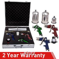 New HVLP Aluminum Air Spray Gun Kit Auto Paint Car Primer Detail Basecoat WithCase