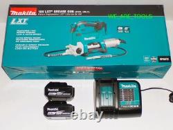 New Kit Makita 18V Cordless Grease Gun, 2 BL1840B 4.0Ah Battery, Charger