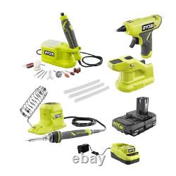 ONE+ 18V Cordless 3-Tool Hobby Kit with Compact Glue Gun, Soldering Iron, Rotary